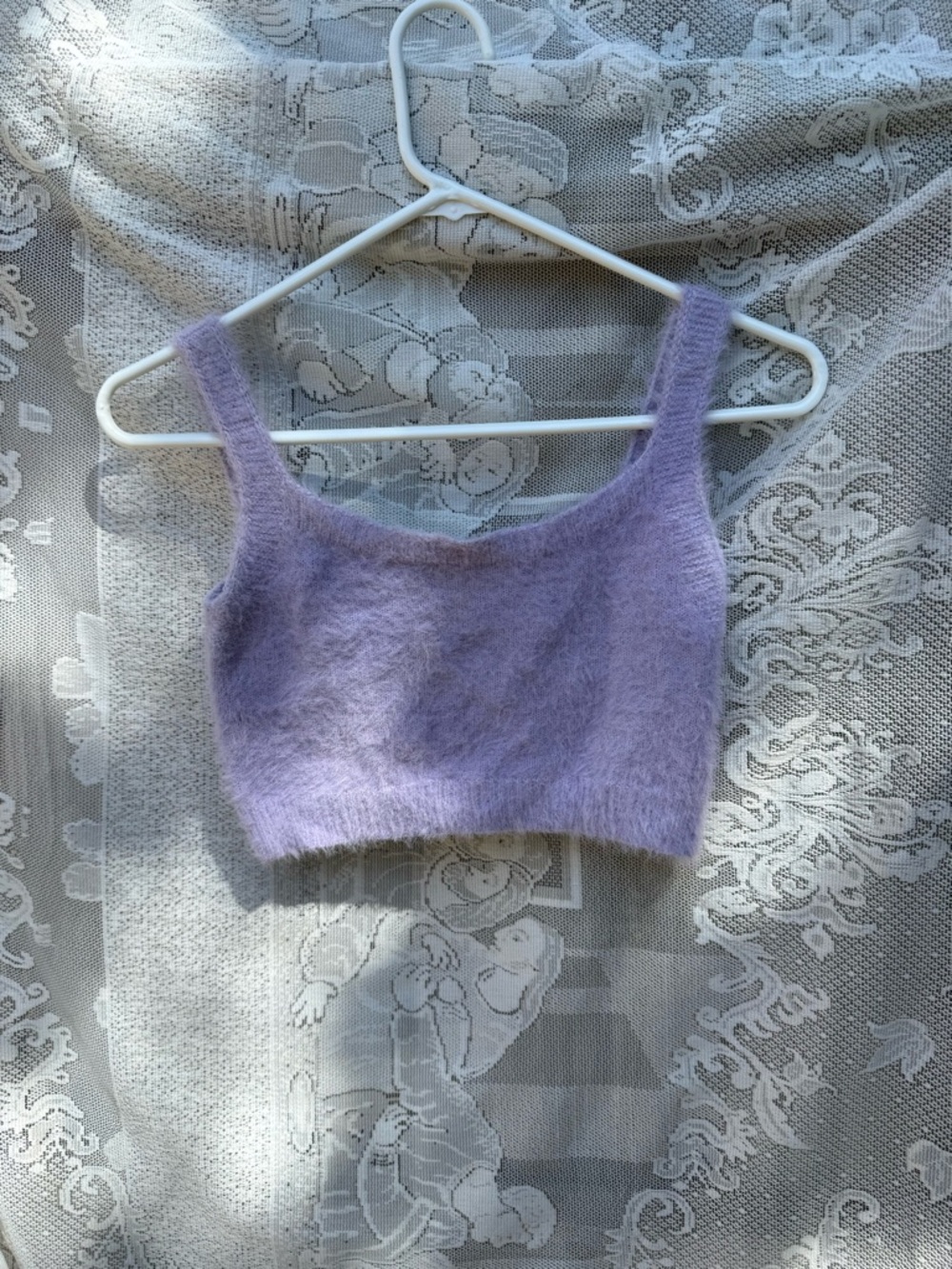 Lilac Fuzzy Knit Crop Bralette